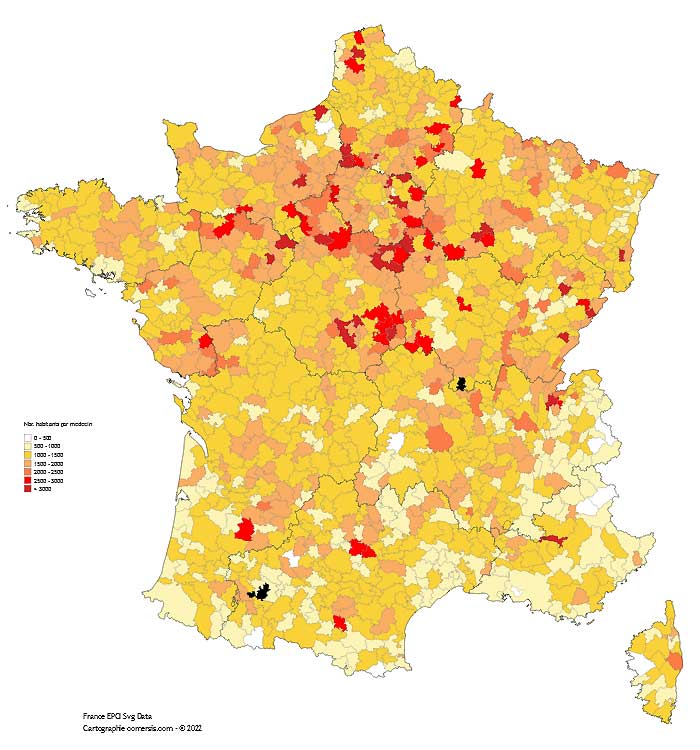 carte medecins generalistes France