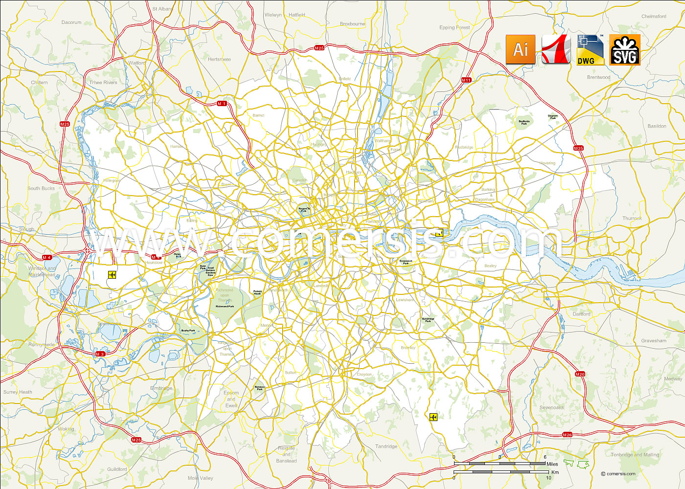 Street map Greater London UK