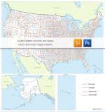 Buy  Editable map of United-States counties