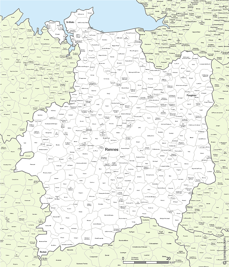 carte modifiable des communes de la Vendée