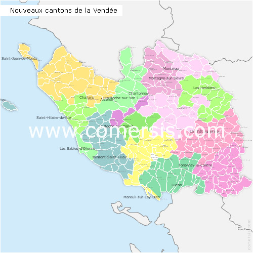 carte modifiable des cantons de la Vendée