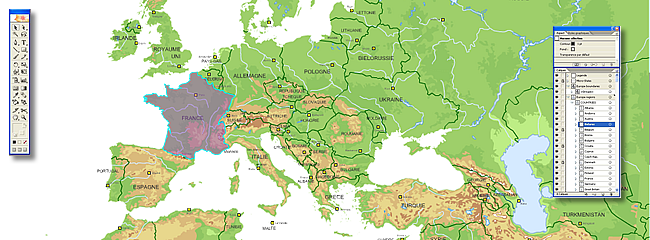 carte vectorielle du relief d'Europe
