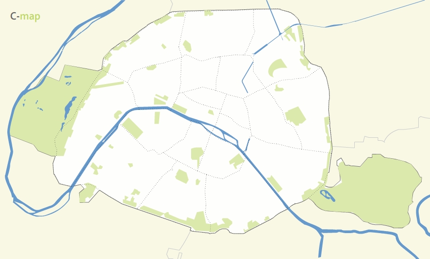 districts of paris 75 free editable map