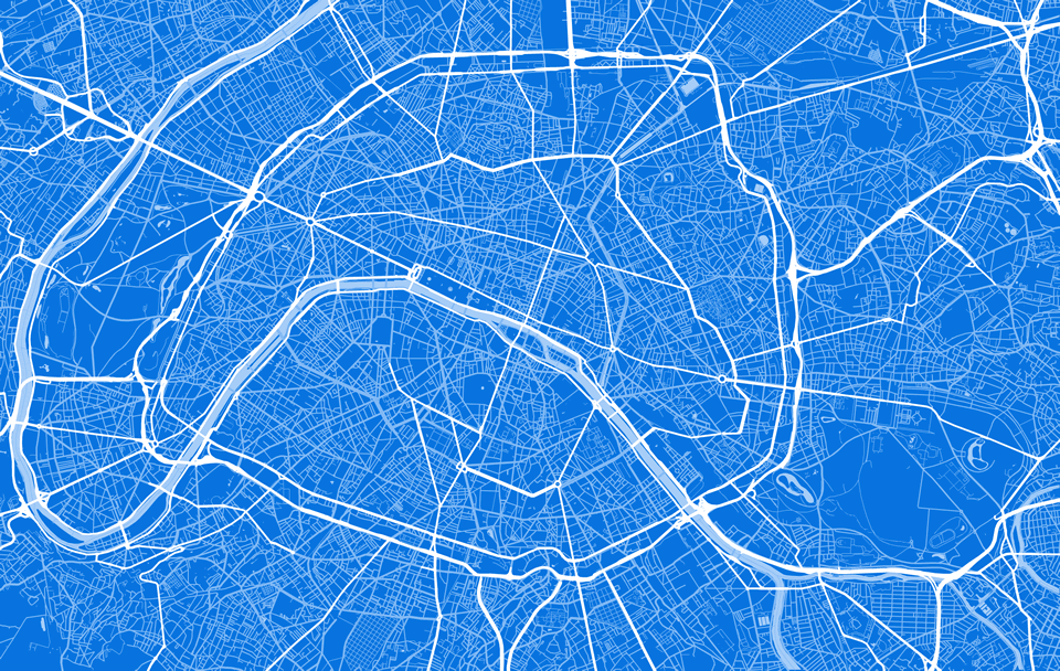 Paris streets vector map