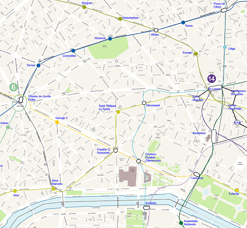 paris 8 carte Paris 8th Arrondissement Map Plan paris 8 carte