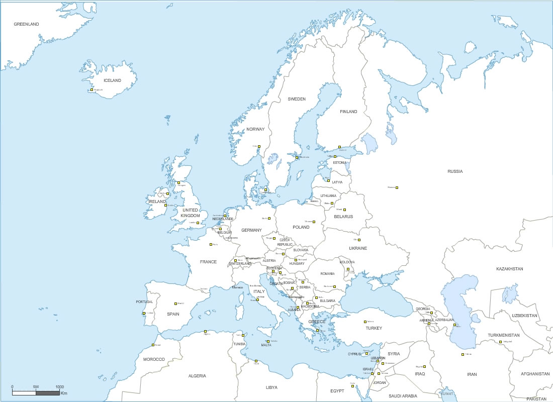 Carte pays d' Europe avec capitales