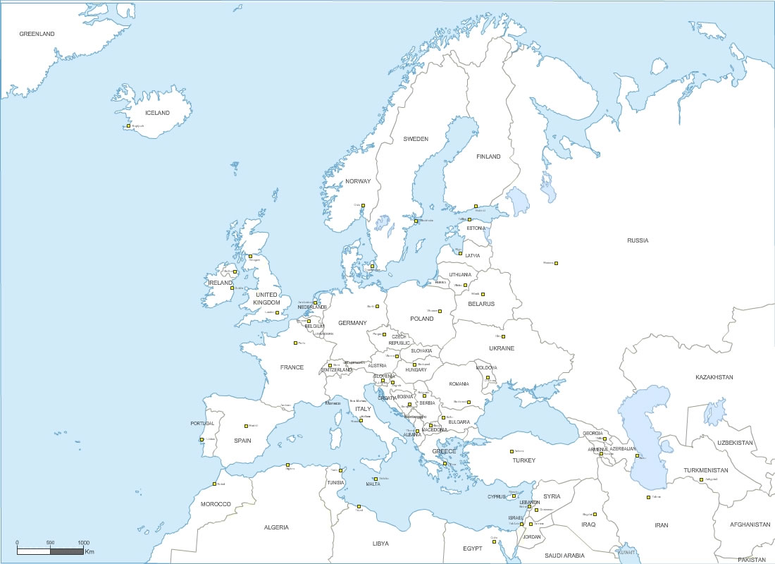 carte europe illustrator Vector Map Of Europe Countries With Capitals And Names carte europe illustrator