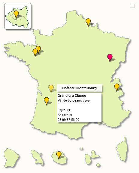 Interactive point locator Map of France