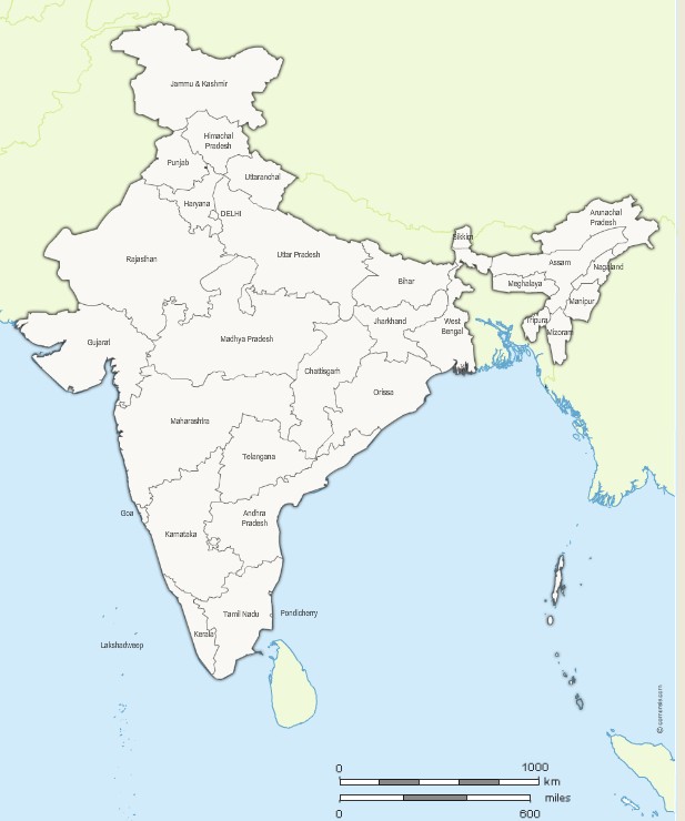 state boundaries of india map Vector Map Of Indian States With Names And Boundaries state boundaries of india map