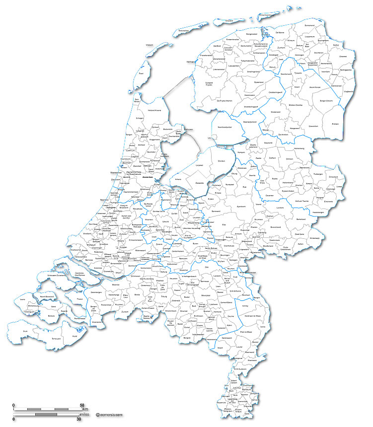 Carte communes et villes des PaysBas