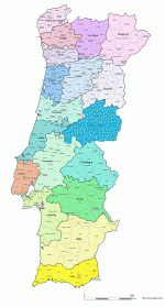 Municipalities and districts map of Portugal