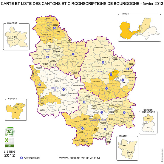 carte de la bourgogne - Image