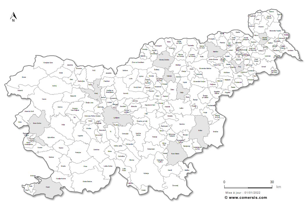 Slovenia vector map of municipalities
