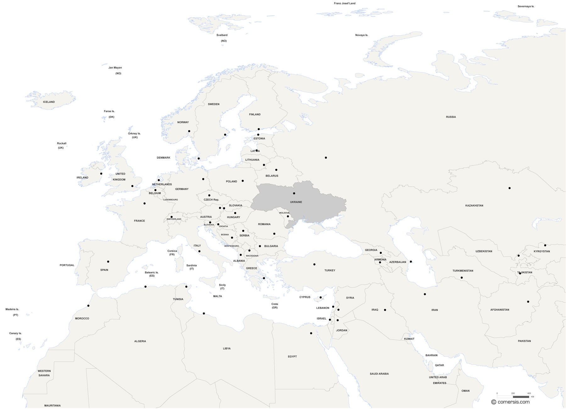 Ukraine customizable location map 