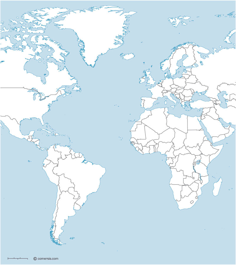 Atlantic ocean blank editable map