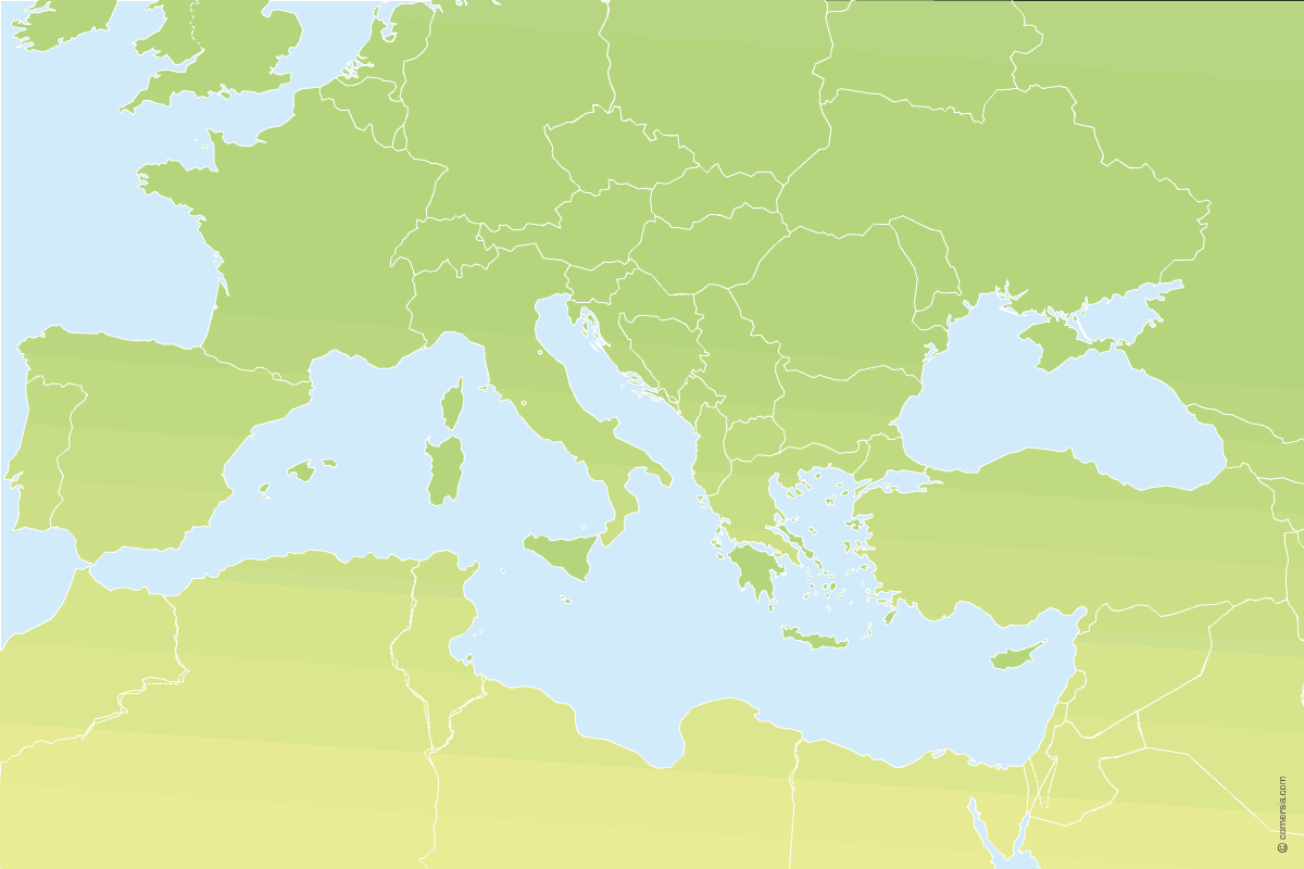 Free vector customizable map of Mediterranean sea. 