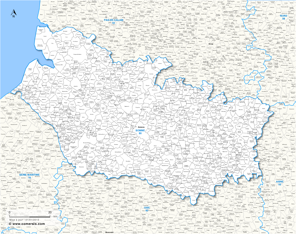 Carte des communes de la Somme et communes alentours