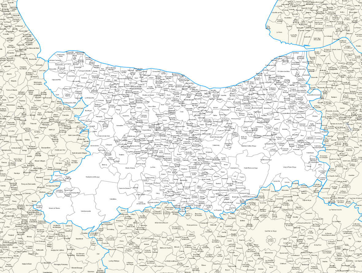 Carte des communes du Calvados et communes alentours