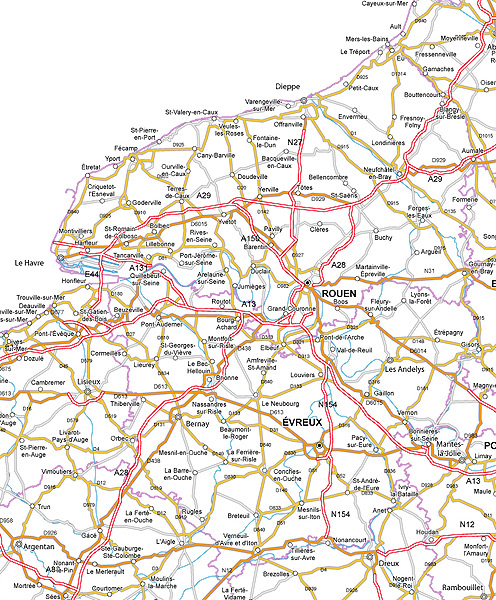 Carte des routes de Haute-Normandie