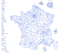 Free map of the legislative constituencies of France.