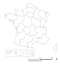 Free map of the former regions of metropolitan France to personalize according to your needs.