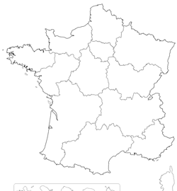 Free customizable background map of the 13 new regions of France.