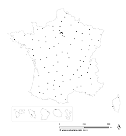 Free map of the prefectures of France