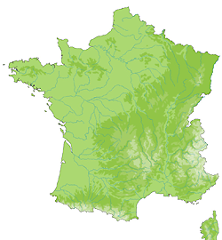 Customizable map of the reliefs of France.