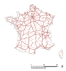 Free map of France's road networks.