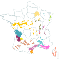Free map of the vineyards of France.