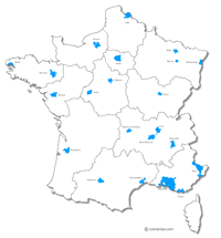 Free map of the metropolitan areas of France.