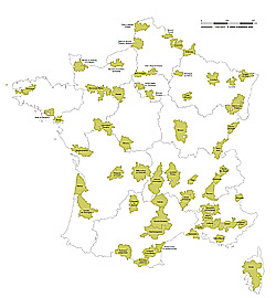 Customizable map of the Regional Natural Parks of France. Free download.