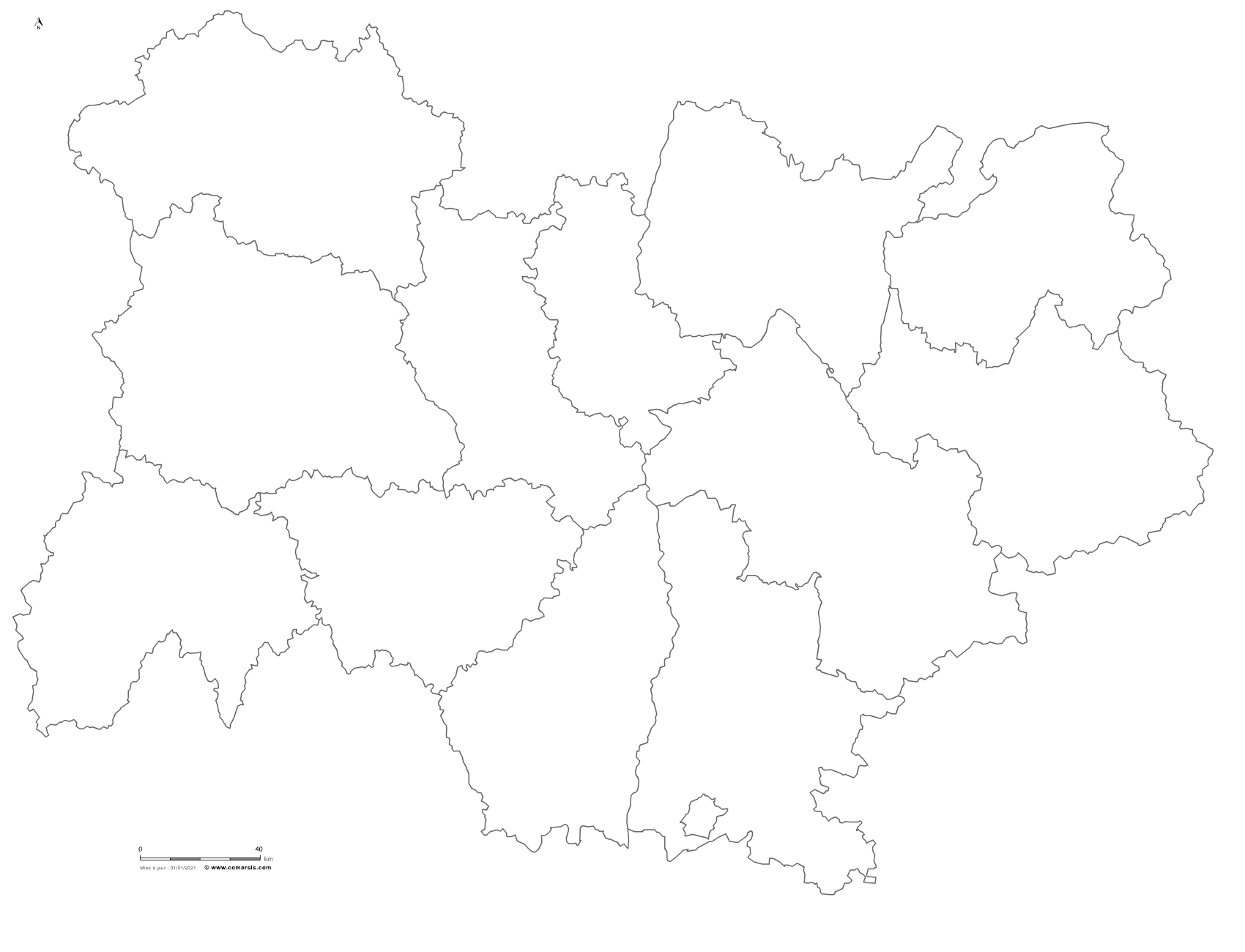 carte gratuite d'Auvergne-Rhône-Alpes