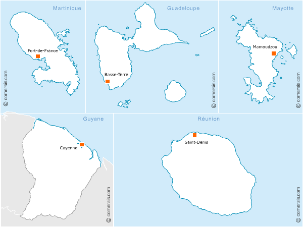 carte gratuite des Départements d'Outre-Mer