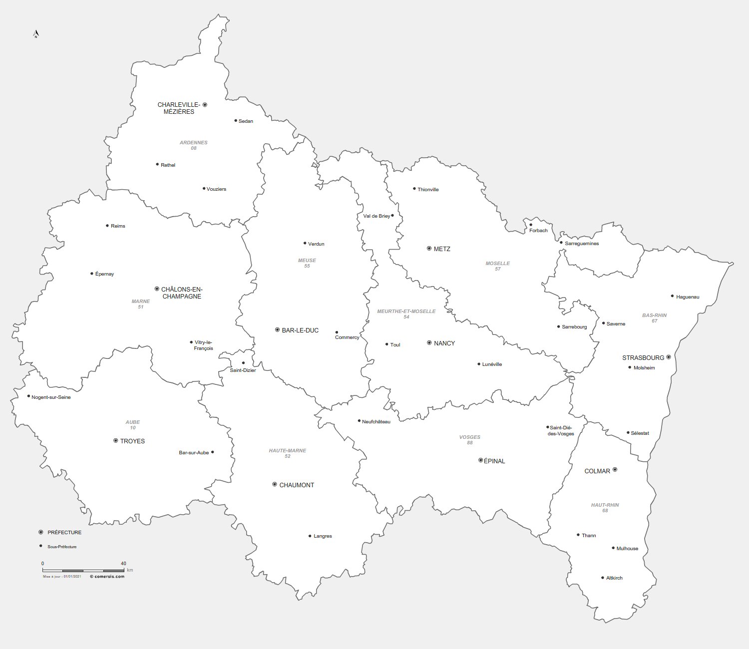 prefectures du Grand-Est