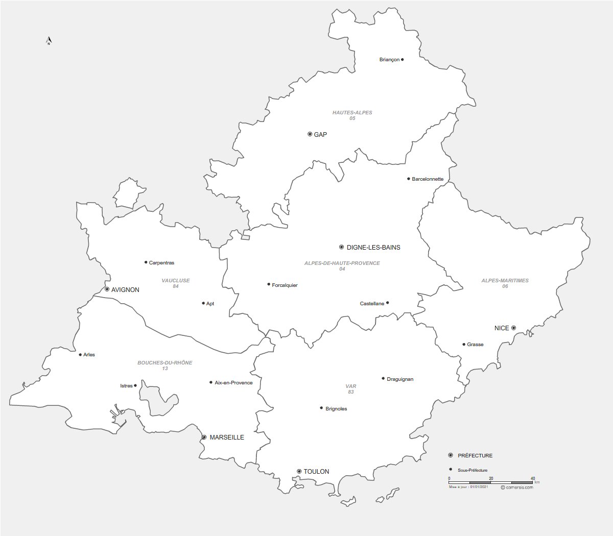 prefectures de Provence-Alpes-Côte d'Azur